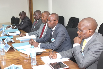 EAC Competition Authority founding Commissioners (l-r): Mr. Innocent Habarugira (Burundi); Mr. Sam k. Watasa (Uganda); Dr. Fredrick Ringo (Tanzania); Dr. Didas M. Kayihura (Rwanda); and Mr. Francis W. Kariuki (Kenya).