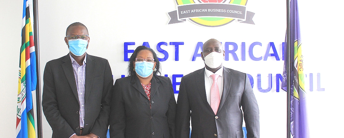 EAC Competition Authority Registrar, Ms. Lillian Mukoronia pays a courtesy call to the East African Business Council Executive Director, Mr. John Bosco Kalisa.